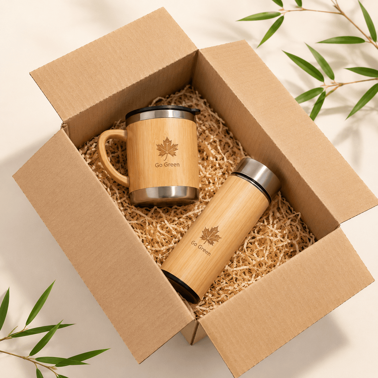 Custom Branded Bamboo Thermos and Eco Gift Box Collection
