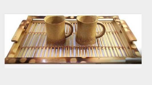 Bamboo Tea & Coffee Cup set with Trey